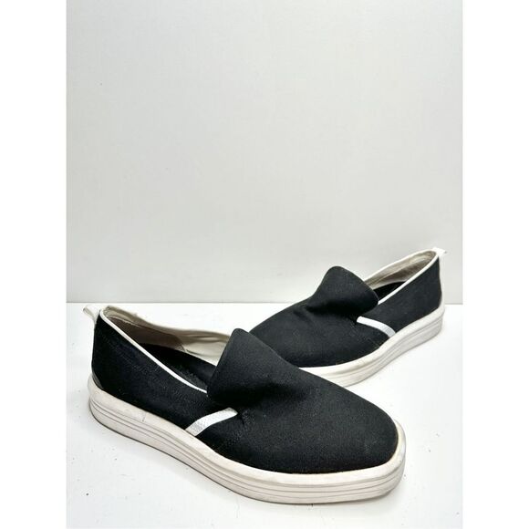 Franco Sarto Sneaker Women’s Size 8.5 Black White Canvas Slip On Style - Picture 4 of 8